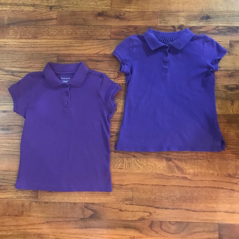 Girls Set of 2 Purple Polo Tops School Uniform Polo Shirts Blouses Bundle
Medium